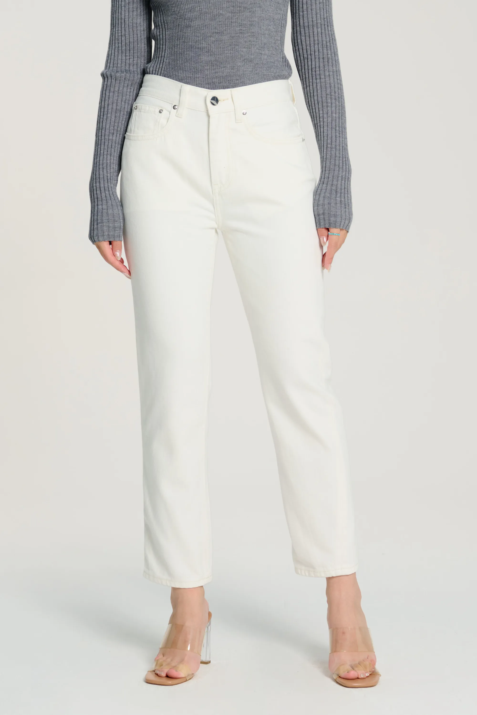 Original twisted high-rise straight-leg jeans (White)