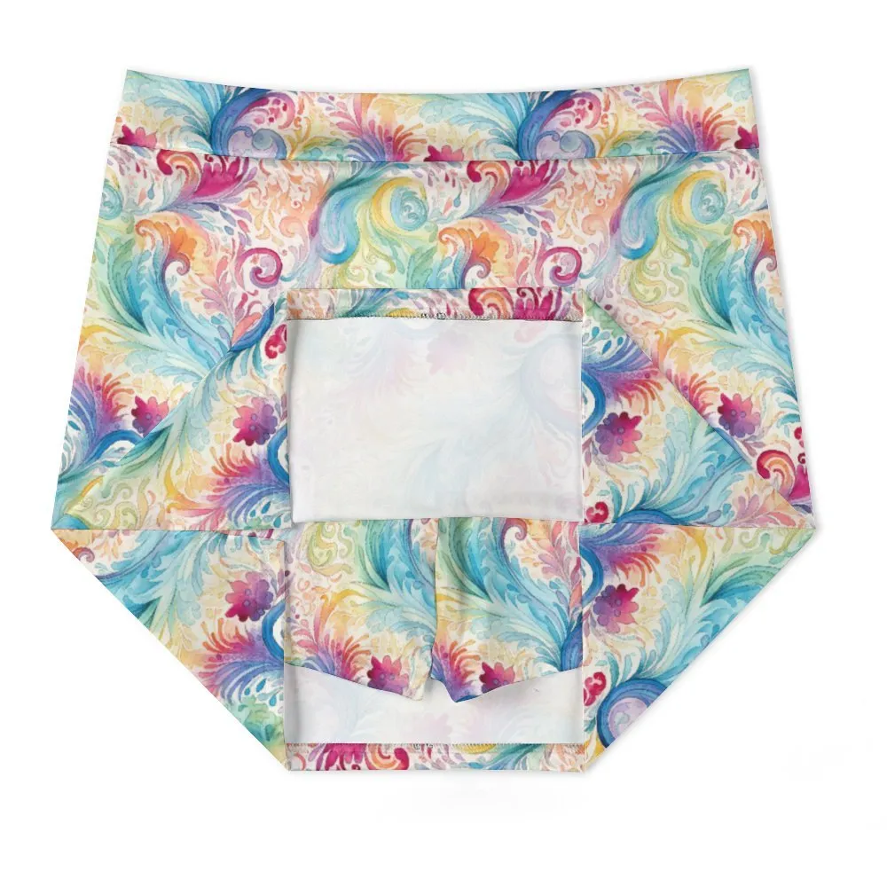 Pastel Rainbow Paisley A-Line Skirt with Pocket Light proof trouser skirt