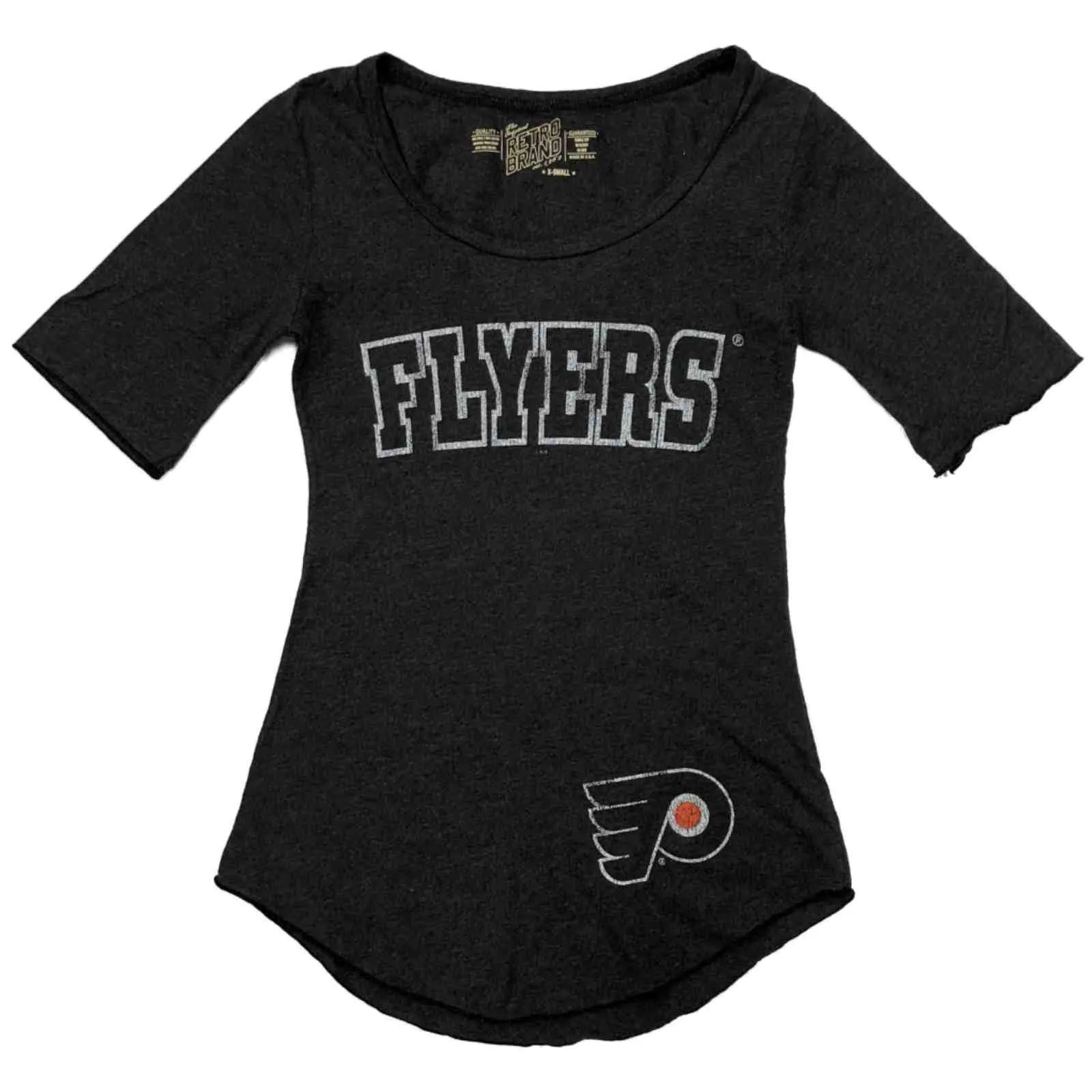Philadelphia Flyers Retro Brand WOMEN Gray "FLYERS" 1/4 Sleeve T-Shirt