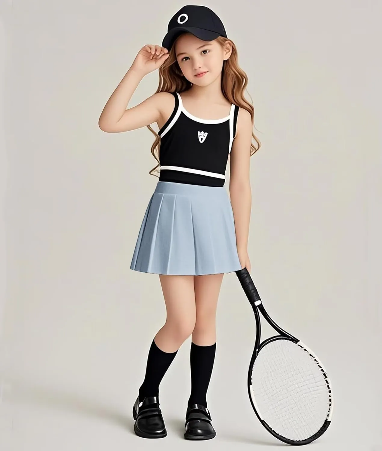Pleated Skirts for Girls High Waisted School Uniform Skort with Undershorts Athletic Girls Tennis Skirt 2-14