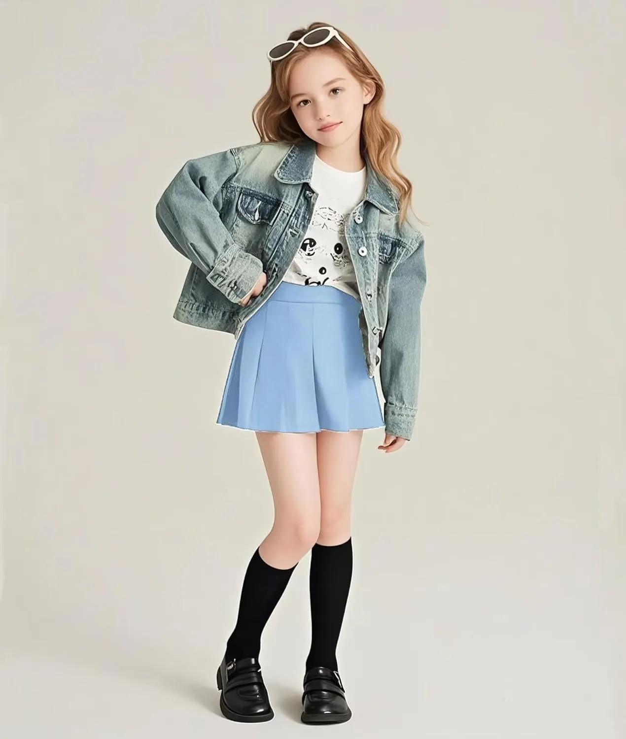 Pleated Skirts for Girls High Waisted School Uniform Skort with Undershorts Athletic Girls Tennis Skirt 2-14