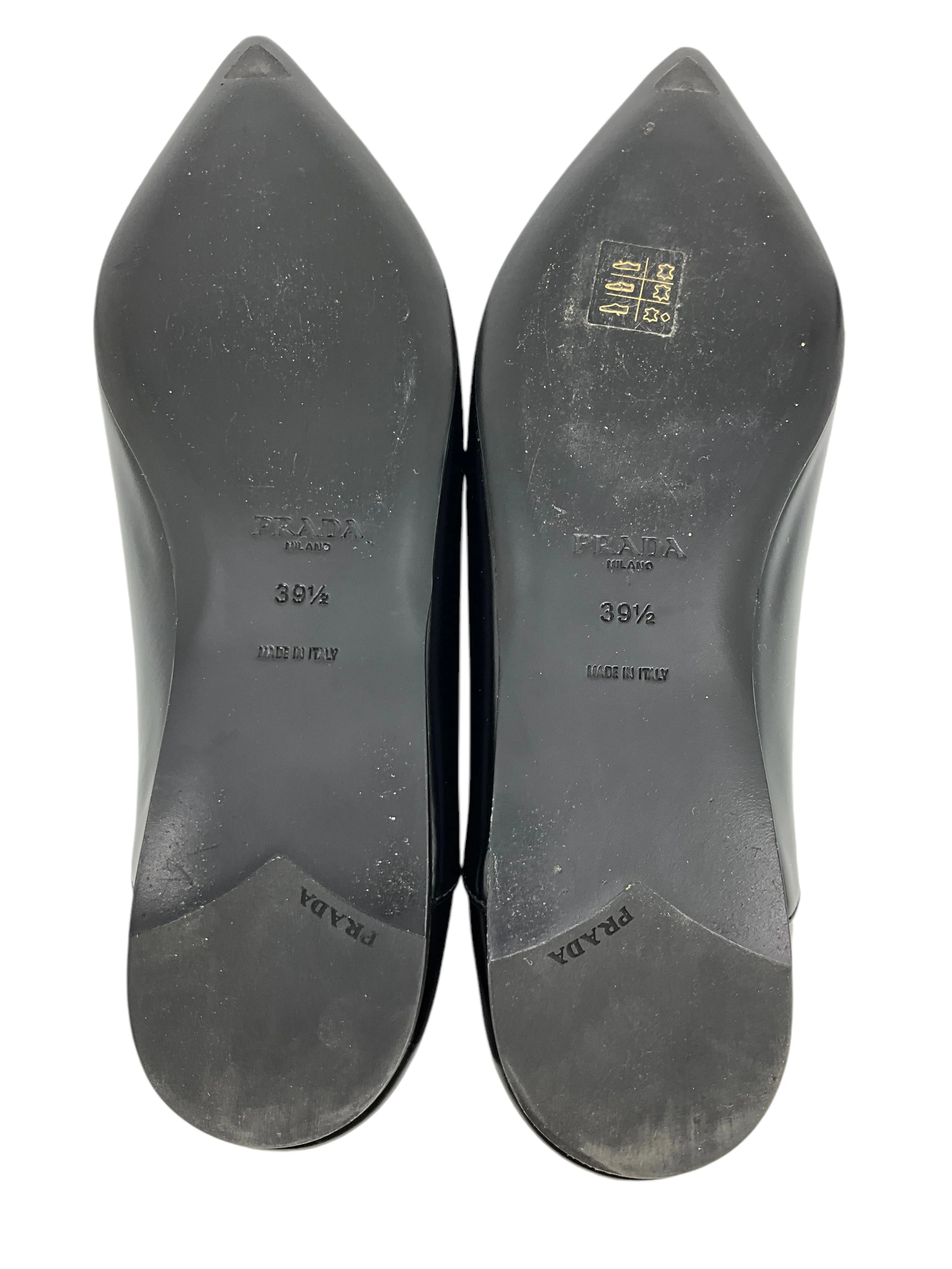 PRADA Leather Point Toe Logo Flats Size 9.5