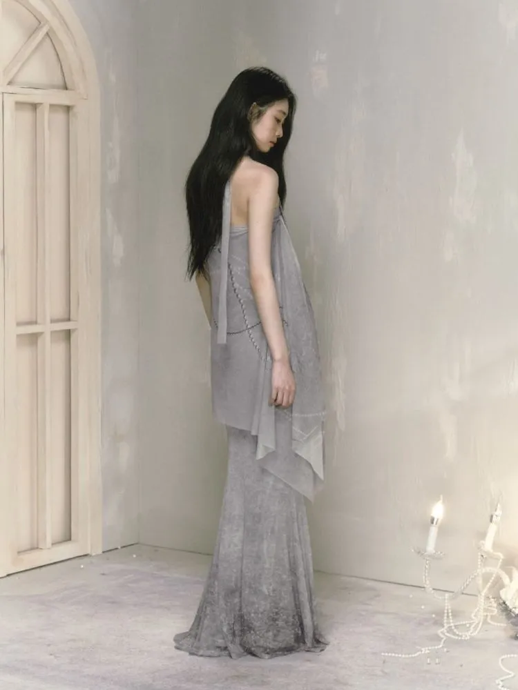 Printed draped a-line long half-body skirt【s0000009597】