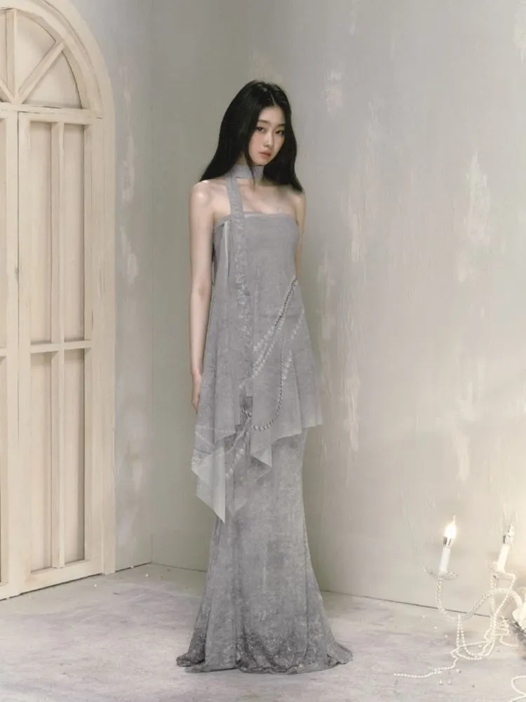 Printed draped a-line long half-body skirt【s0000009597】