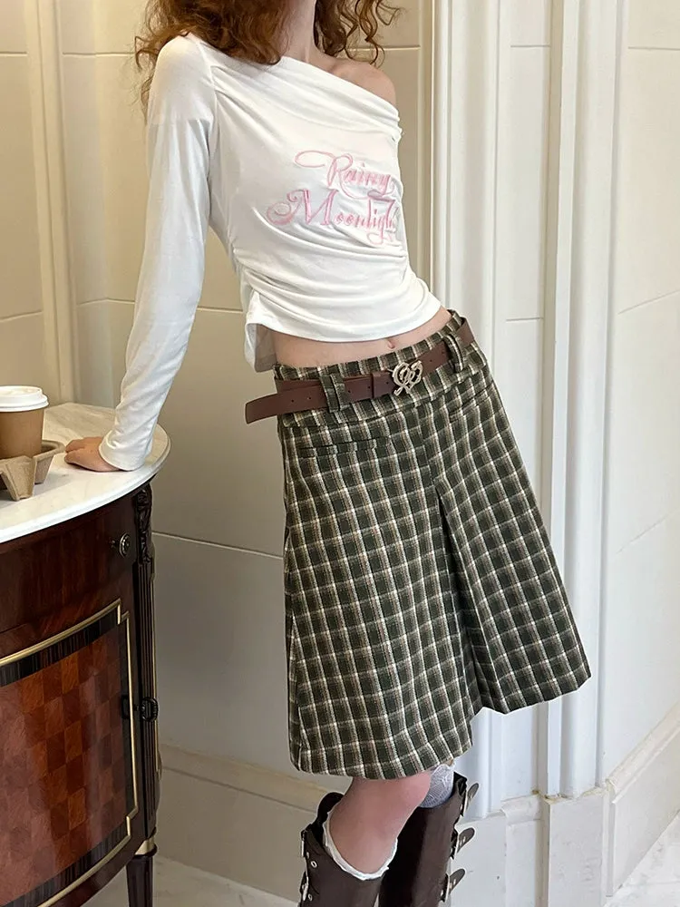 Retro Box Pleated A-line Skirt【s0000003987】