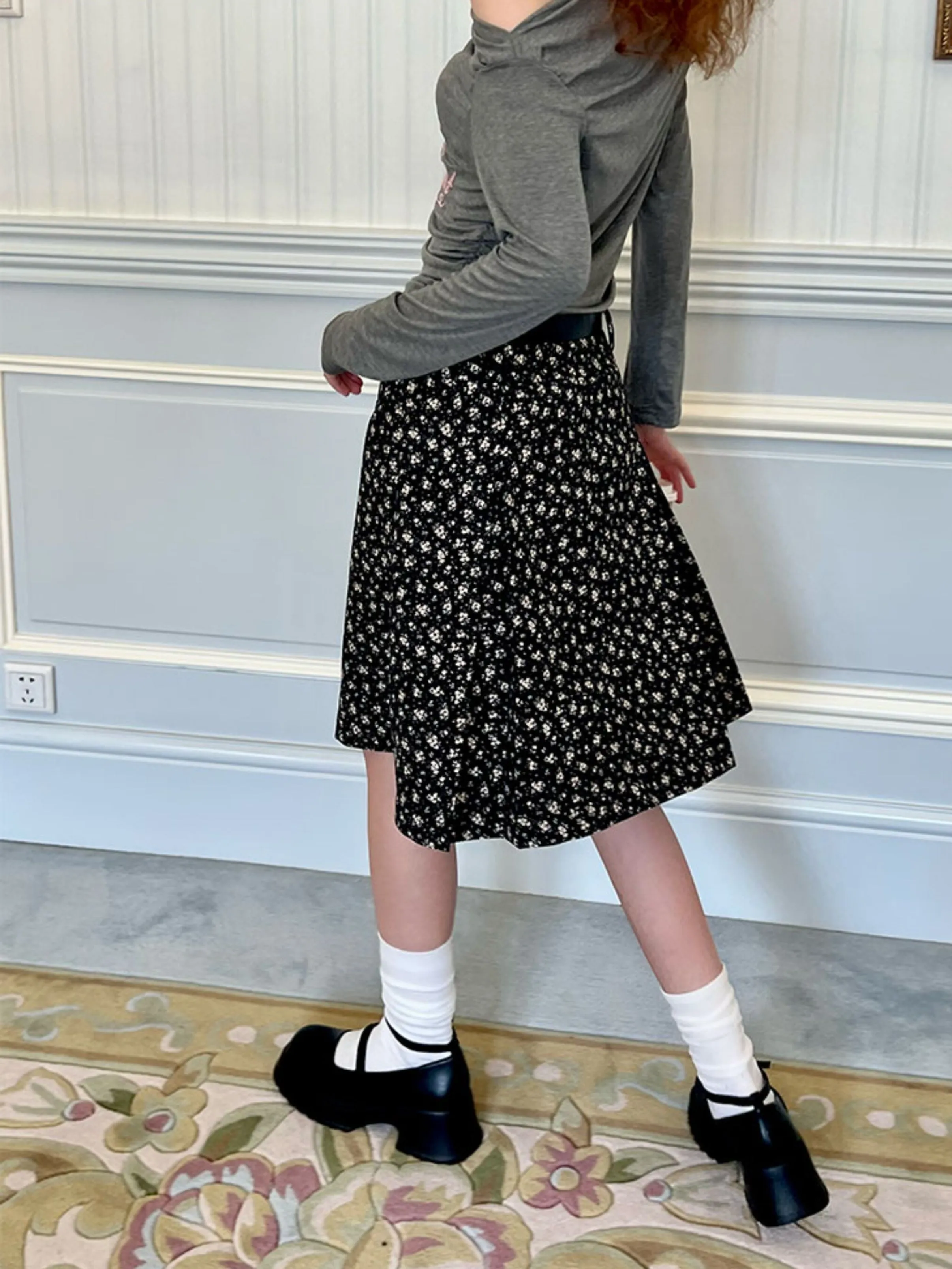 Retro Box Pleated A-line Skirt【s0000003987】