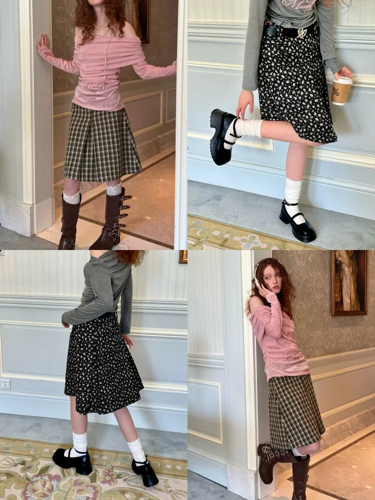 Retro Box Pleated A-line Skirt【s0000003987】