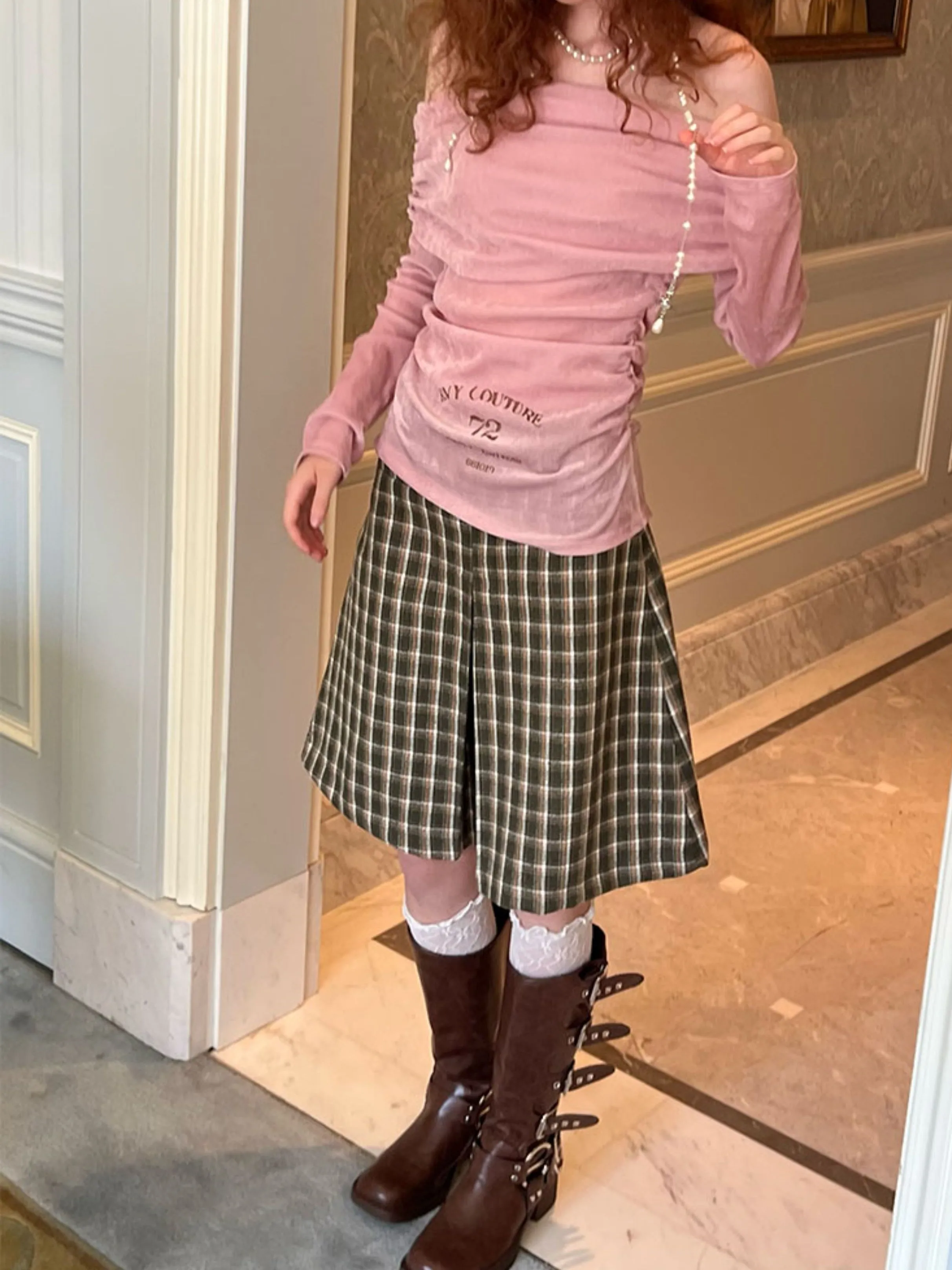 Retro Box Pleated A-line Skirt【s0000003987】