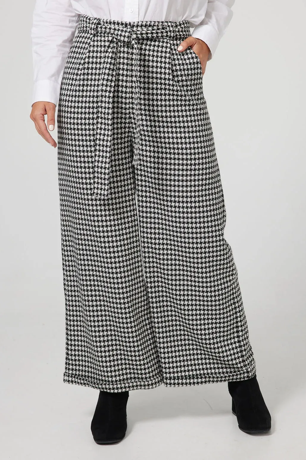 Sadler Pants in Black & White Houndstooth