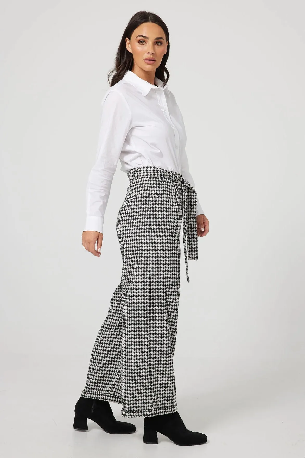 Sadler Pants in Black & White Houndstooth