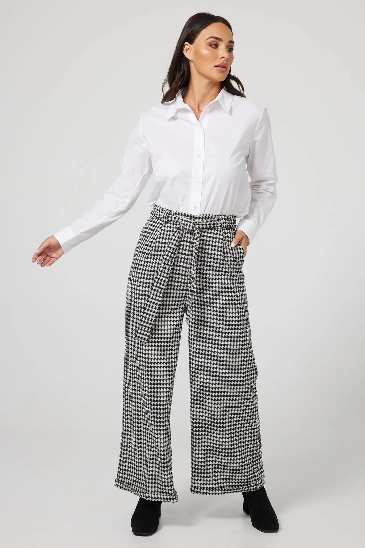 Sadler Pants in Black & White Houndstooth