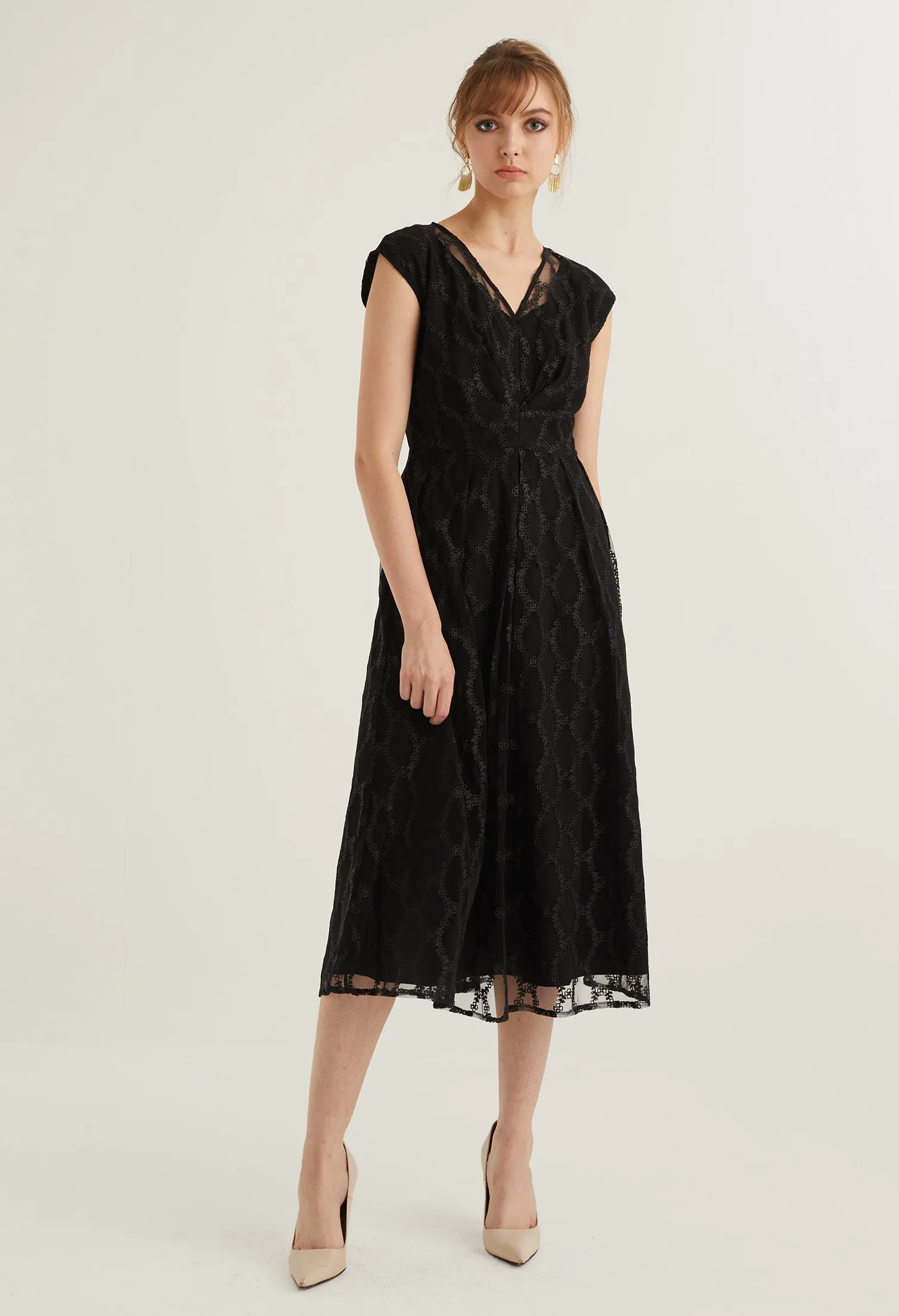 See Through Lace Detail Party Dress