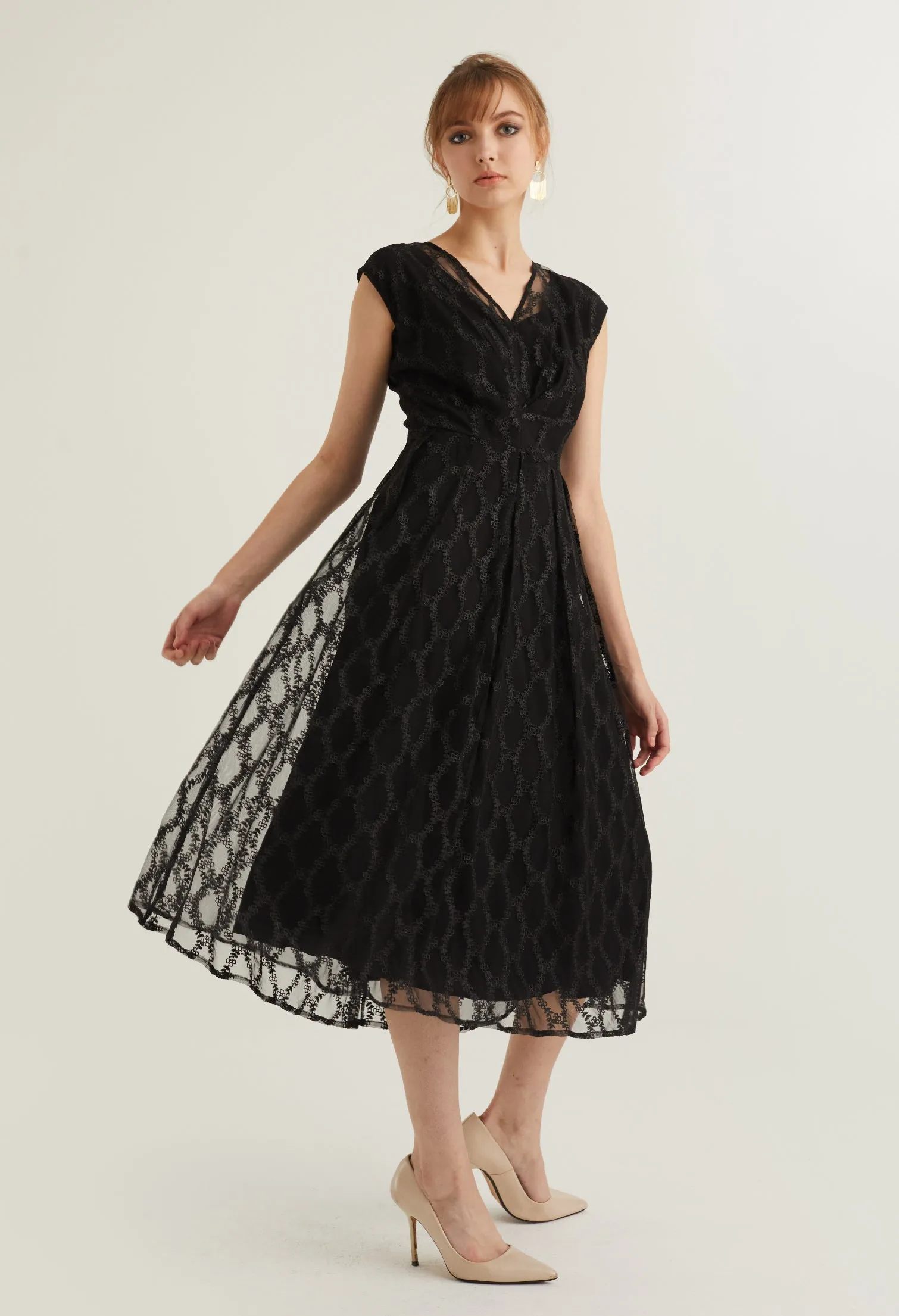 See Through Lace Detail Party Dress