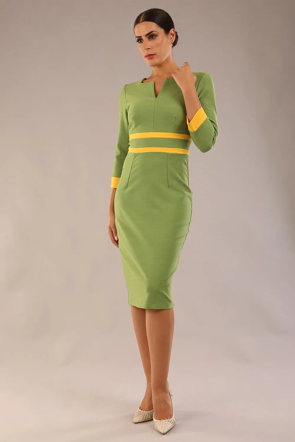 Seed Paeonia Contrast Pencil Dress