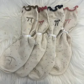 Stay Cozy Bow Embroidered Socks