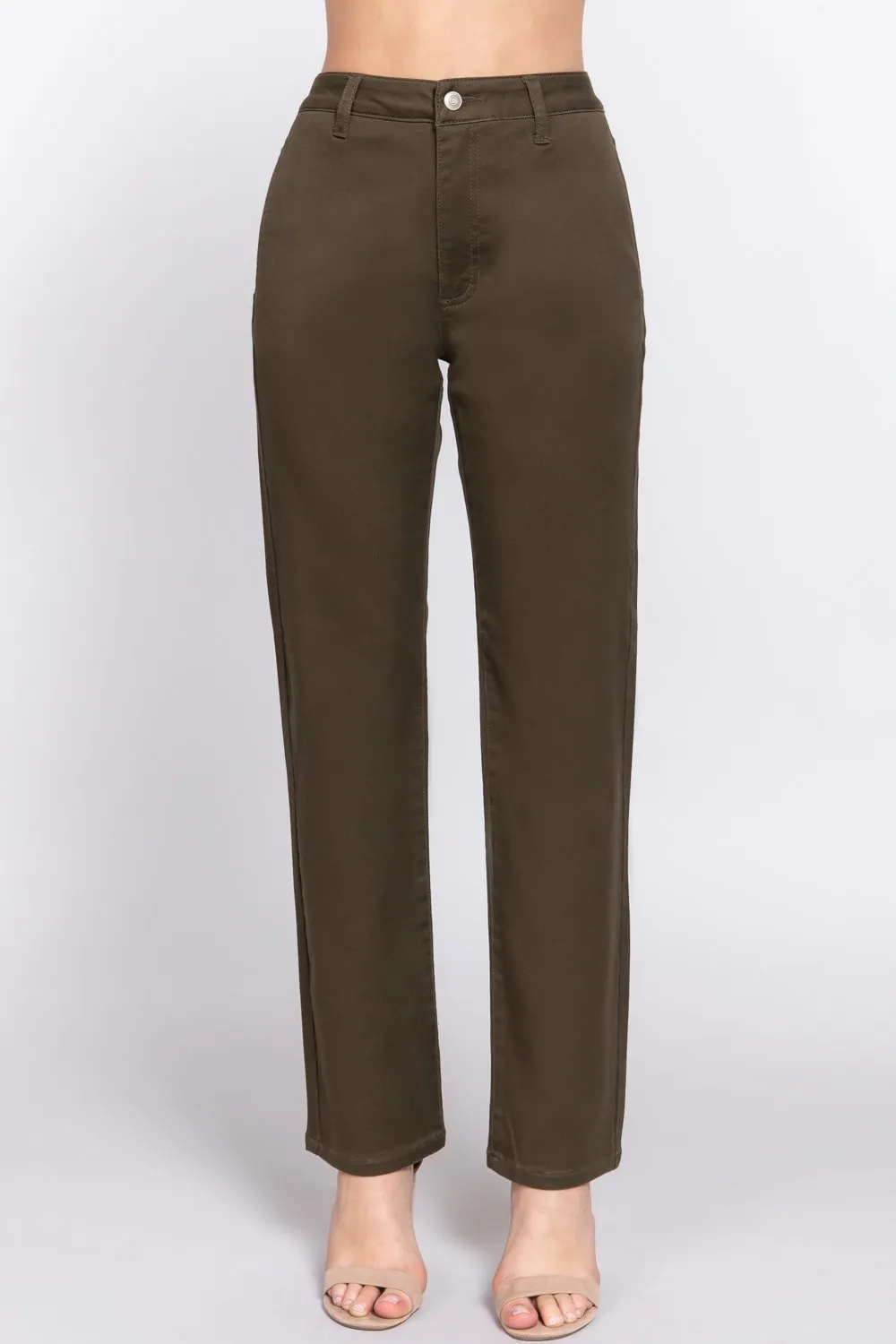 Straight fit twill long pants