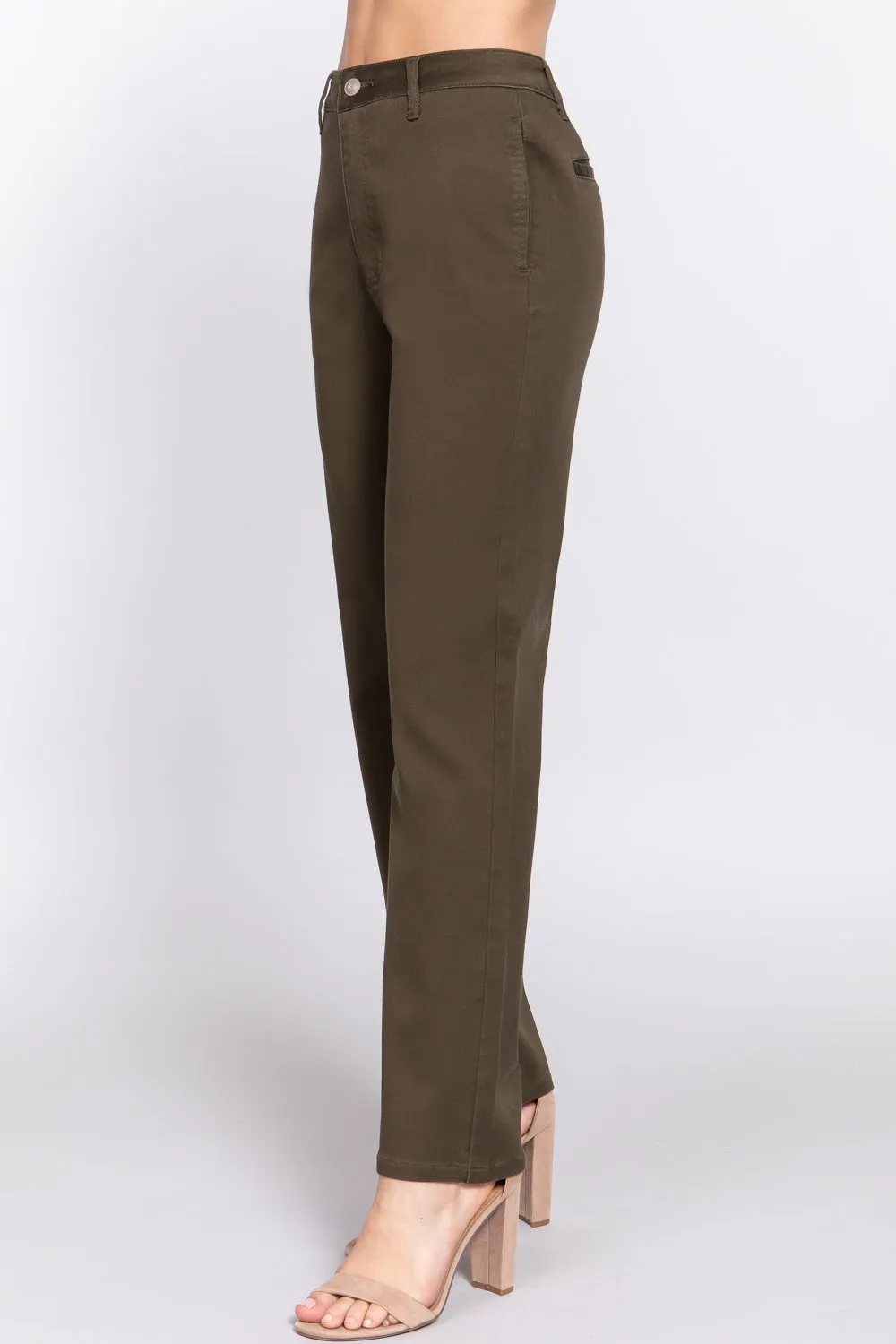 Straight fit twill long pants