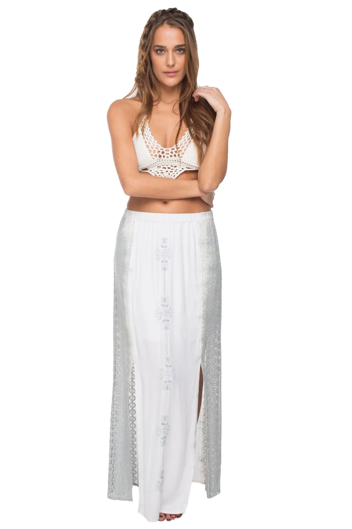 Sun Seeker Embroidery Maxi Lace Skirt