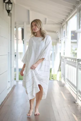 The Carter Malle Linen Dress - Off White w/ Charcoal Fine Stripe