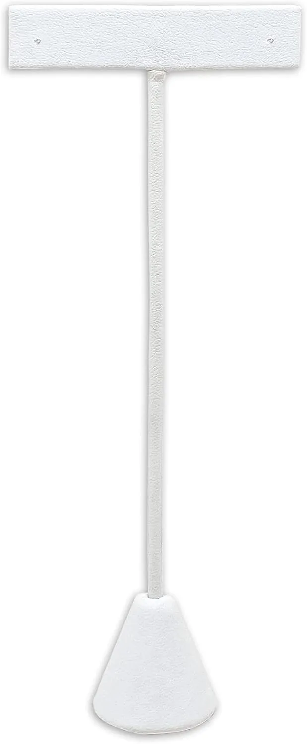 TheDisplayGuys - 4-3/4" T-Bar Jewelry Display Tower - White Leatherette - Earrings Holder/Bracelet Stand (Single)