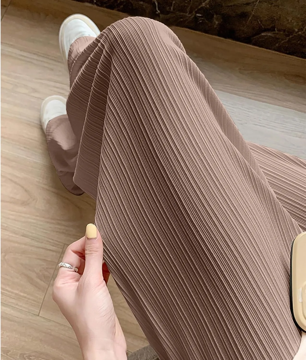 Wide Leg Pants for Women Summer High Waist Elastic Loose Fit Ice Silk Lounge Trouser Flowy Straight Palazzo Pants