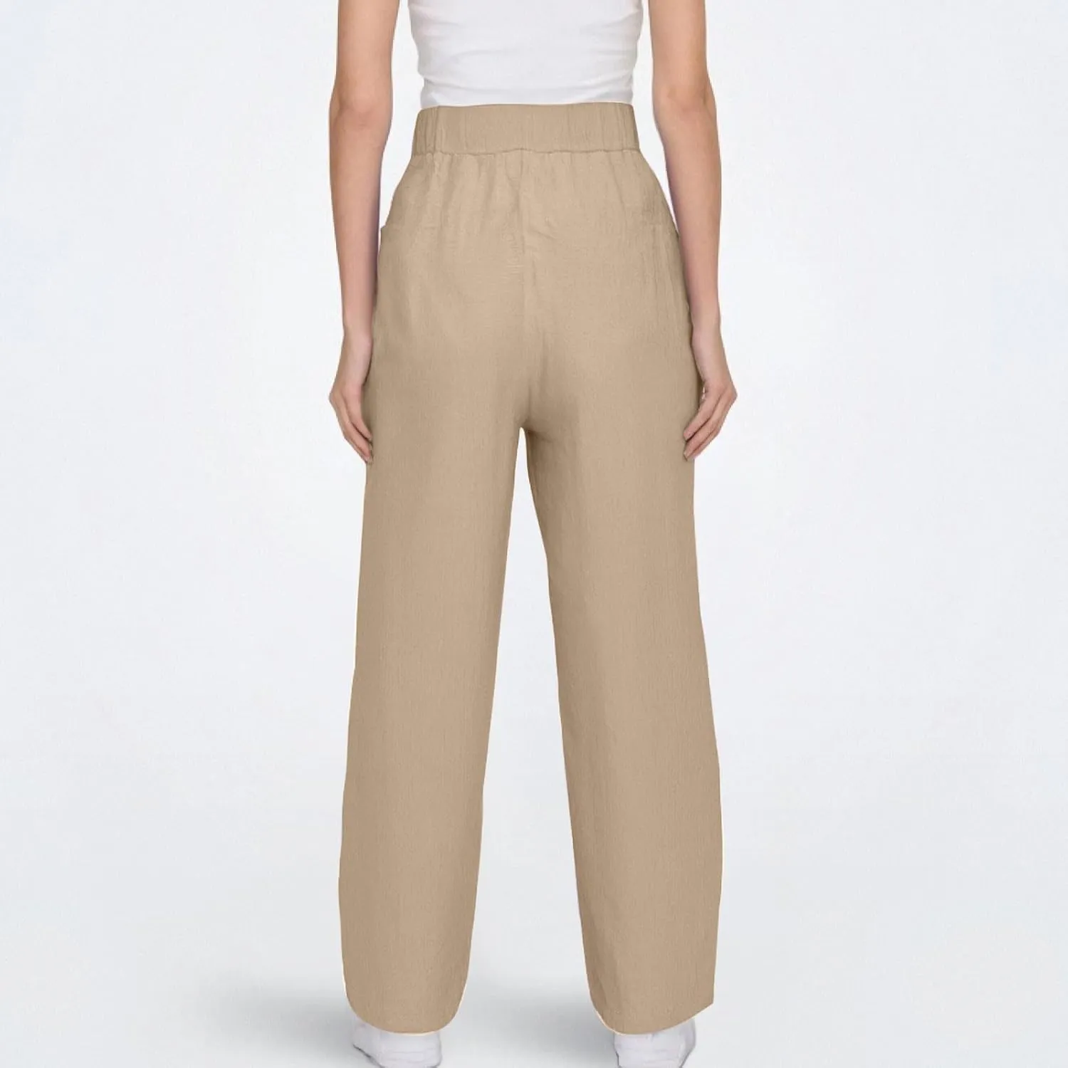 Women's Fashion Elastic Lightweight Breathable Lace Trim Vintage Casual Dressy Loose Fit Pants