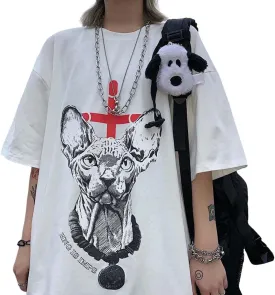Women's Goth T-Shirt Summer Graphic Harajuku Gothic Anime Print Novelty Short Sleeve Top