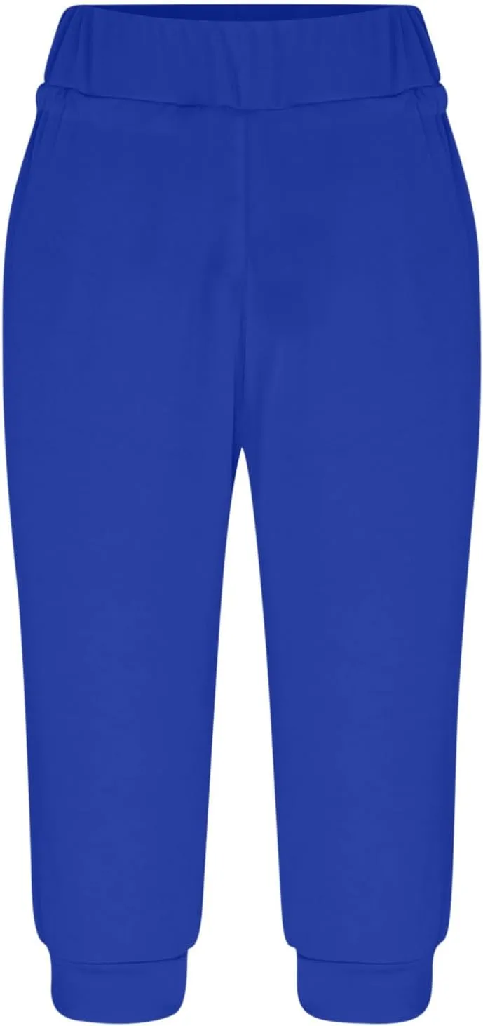 Women's High Waist Stretch Pant Elastic Summer Casual Capris Sweatpant Mid Calf Length Trouser Sport Vacation Pants