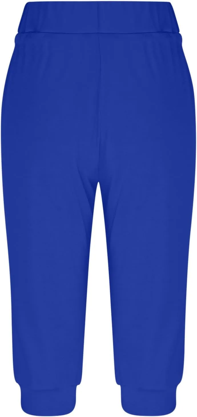 Women's High Waist Stretch Pant Elastic Summer Casual Capris Sweatpant Mid Calf Length Trouser Sport Vacation Pants