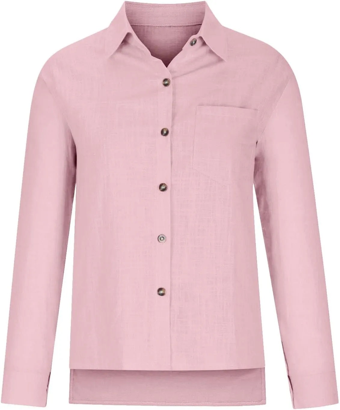 Women's Linen Shirt 2024 Fall Casual Loose Long Sleeve V Neck Blouses Cotton Linen Going Out Vintage Long Sleeve
