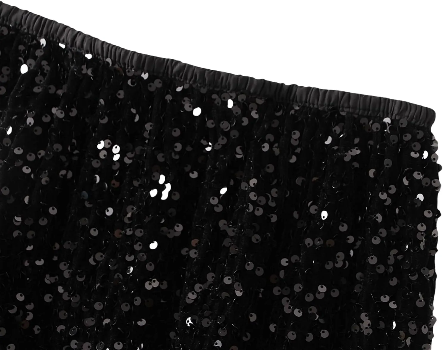 Women's Sequin Midi Skirt Elastic High Waist Slit Pencil Skirt Sexy Slim Cocktail Party Club Night Out Long Skirts